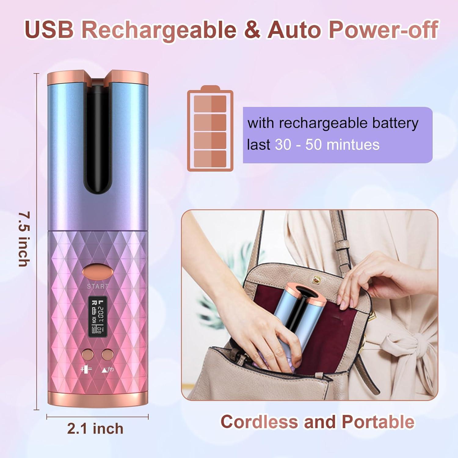 Hot Sale Automatic Cordless Hair Curl Iron With LCD Display, Cordless Rechargeable Curling Iron, 1 inch Ceramic Travel Curling Wand - 6 Temperature Settings, 11 Timer Settings, Auto Shut Off, MULTICOLOR, PACK OF 1 https://vendorcenter.jumia.com/product-set-images/2025/04/22/gvc.product.image.1745314588160.8bbd4023-f8f4-475d-87b9-6db400bd0d68.jpeg