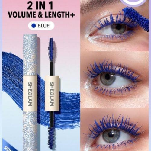 ماسكارا ثنائية 2 في 1 من SHEGLAM – تكثيف وإطالة بلون Waterproof Blue