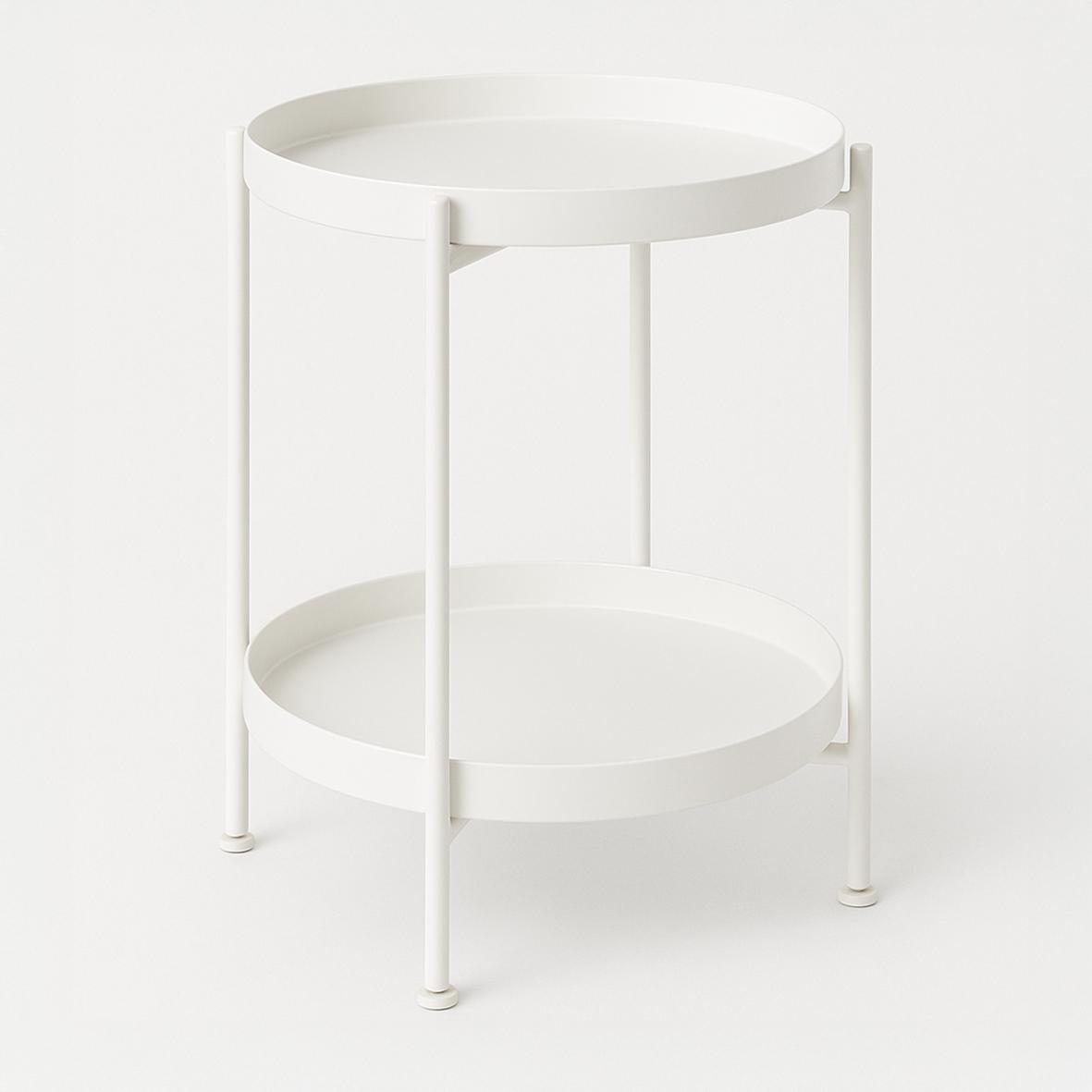 LASA 2-Tier Metal Round Side Table – Tray Coffee & Sofa End Table for Living Room, Bedroom & Balcony, Modern Home Décor