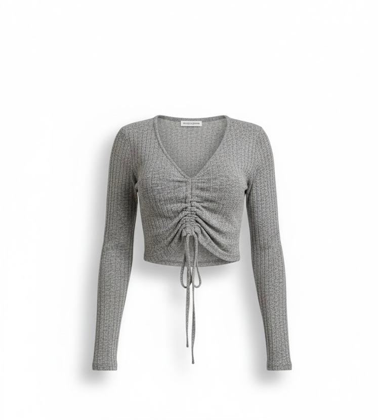 Grey Ribbed Top