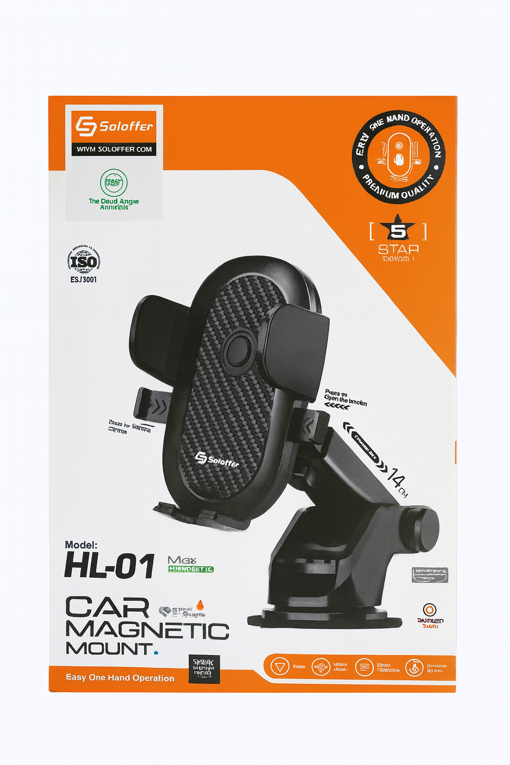 Soloffer HL-01 Car Magnetic Phone Mount - 360° Rotation, Strong Grip