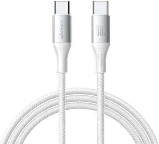 كابل بيانات وشحن سريع JOYROOM S-A28 Flash Series بقدرة 30 واط، من النوع USB-C إلى USB-C، بطول 1 متر، معتمد من MFi، أبيض…