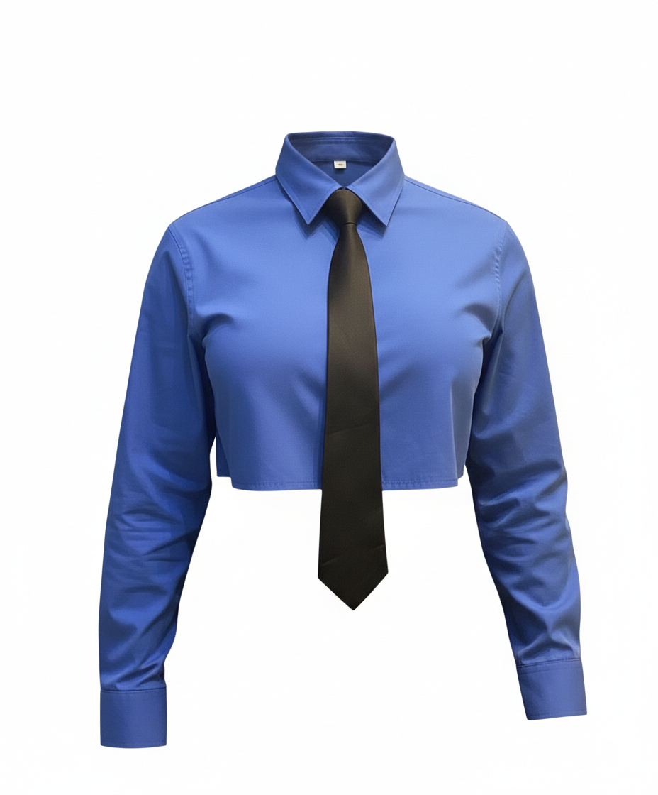 Blue Cropped Long Sleeve Shirt