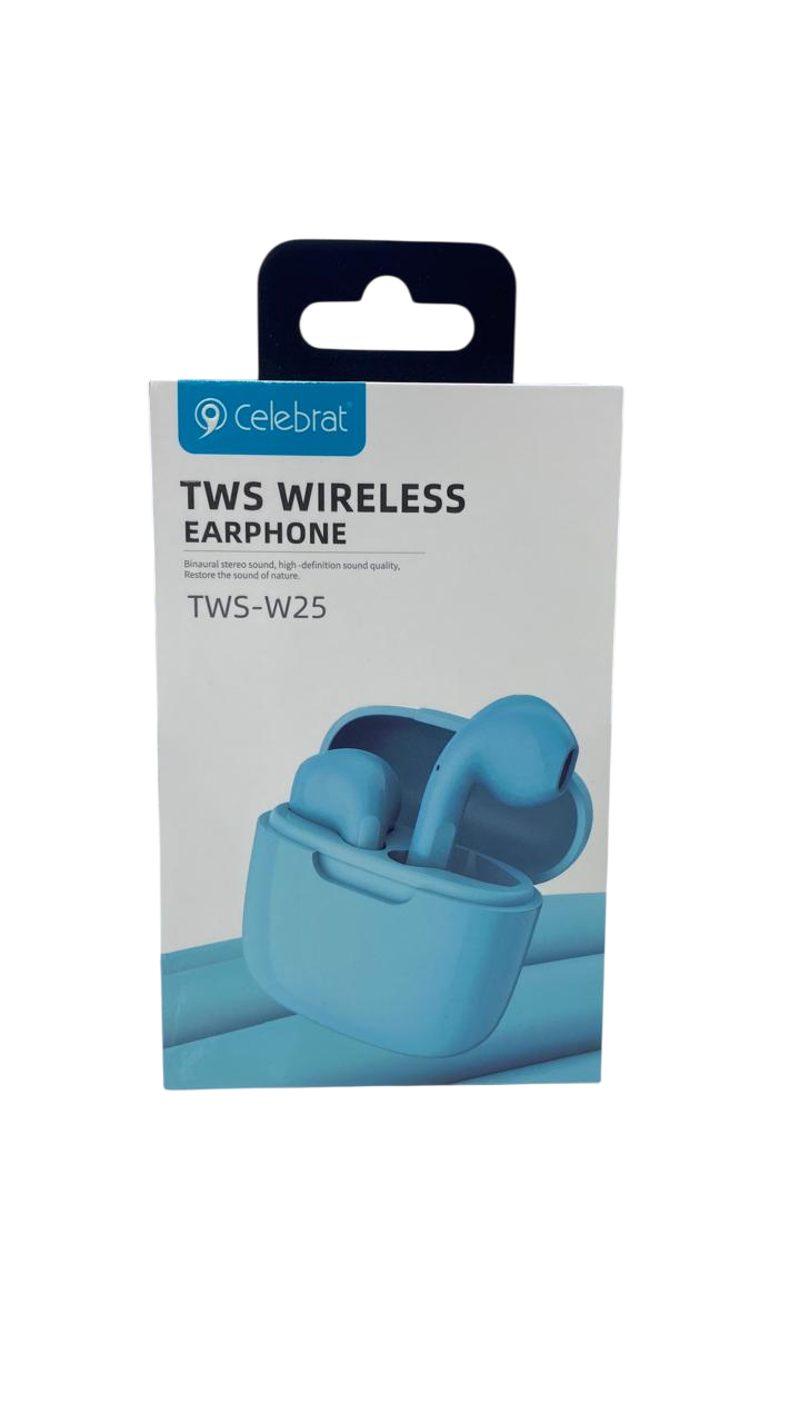 سماعات أذن لاسلكية حقيقية TWS-W25 من Celebrat - أزرق