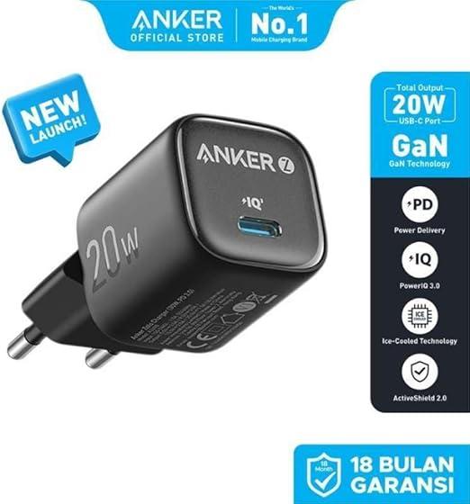 شاحن من أنكر بتقنية USB Type C، متوافق مع الهواتف الخلوية والساعات الذكية والأجهزة اللوحية، بمنفذ واحد