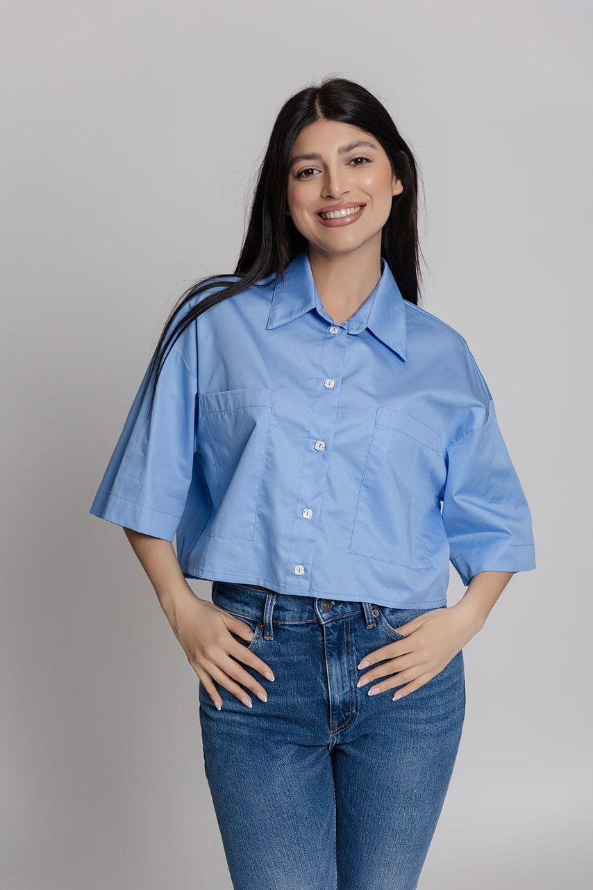 Blue Cropped Shirt