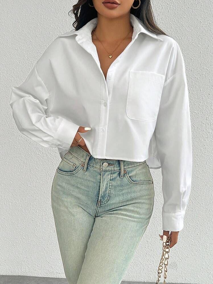White Cropped Shirt