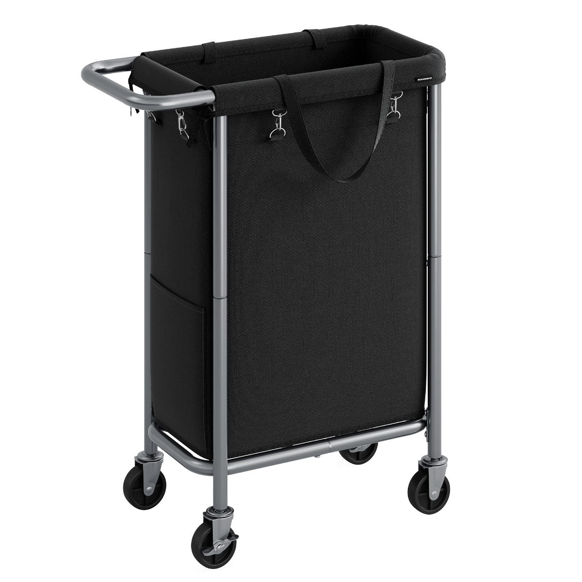 Rolling Laundry Hamper with Removable Bag - Black