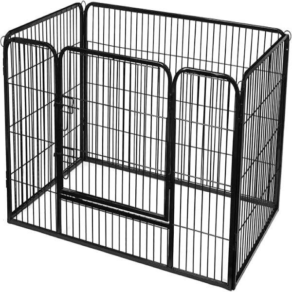 LASA Portable Steel Foldable Pet Playpen Black Panels – Iron Comfortable for Cats Dogs Indoor Outdoor