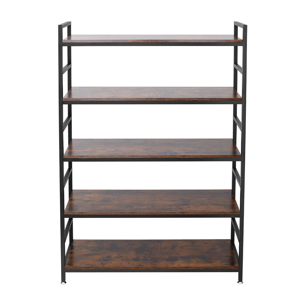  Storage Shelf with Rustic Wood & Black Steel Frame - Vintage brown - 180 cm