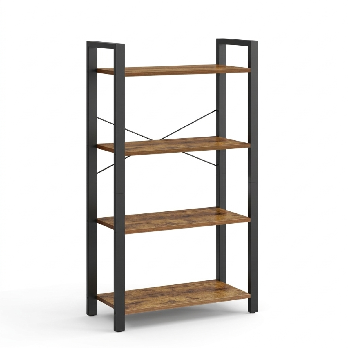 LASA 4-Tier Industrial Bookcase - Home, Office, Living Room & Kitchen – Wood Quality LASA Home & Office Product