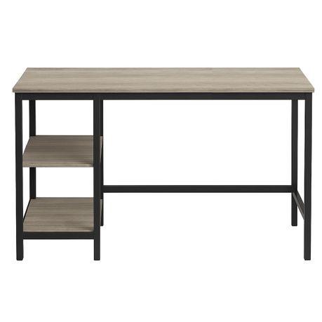 Modern Study Desk with Open Shelves - Greige & Black - 120cm