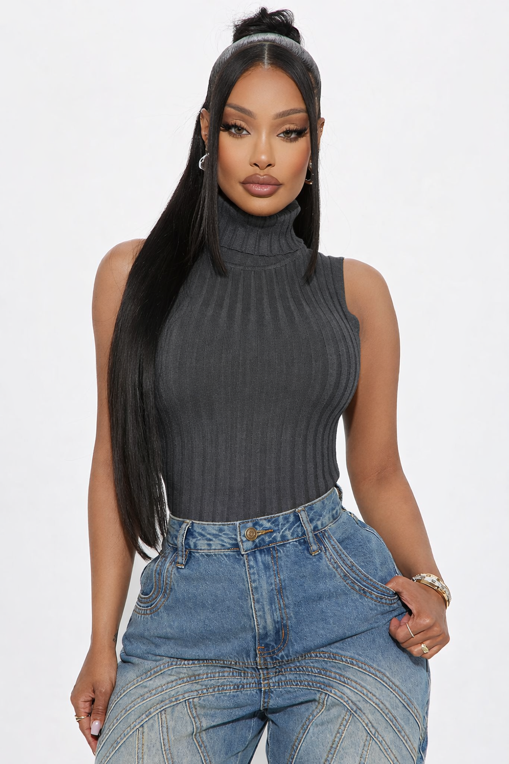 Dark Grey Sleeveless Top
