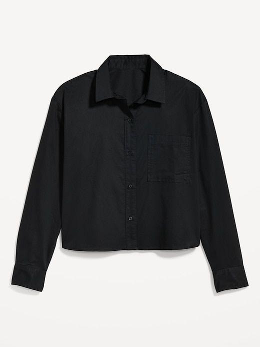 Black Cropped Button Shirt