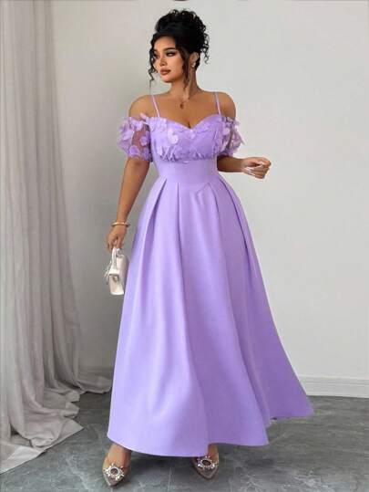 Women's Puff Sleeve Off- Shoulder Dress