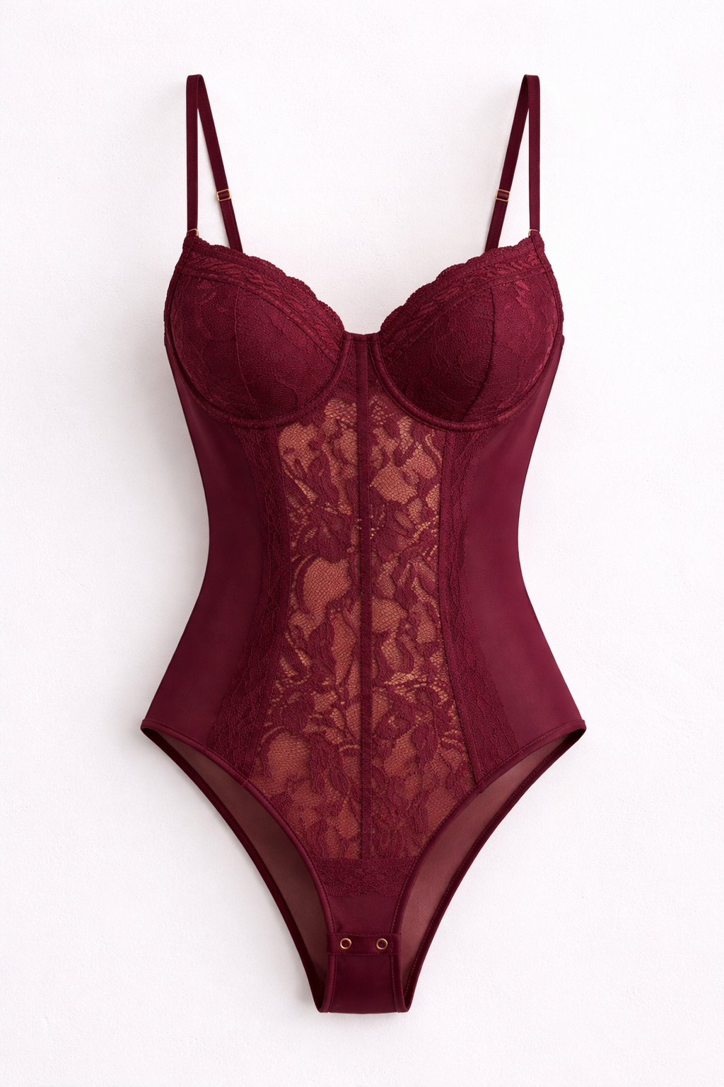 Burgundy Lace Sleeveless Bodysuit