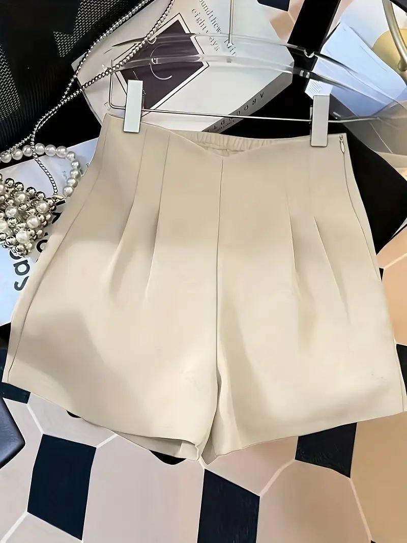 Beige High-Waist Shorts
