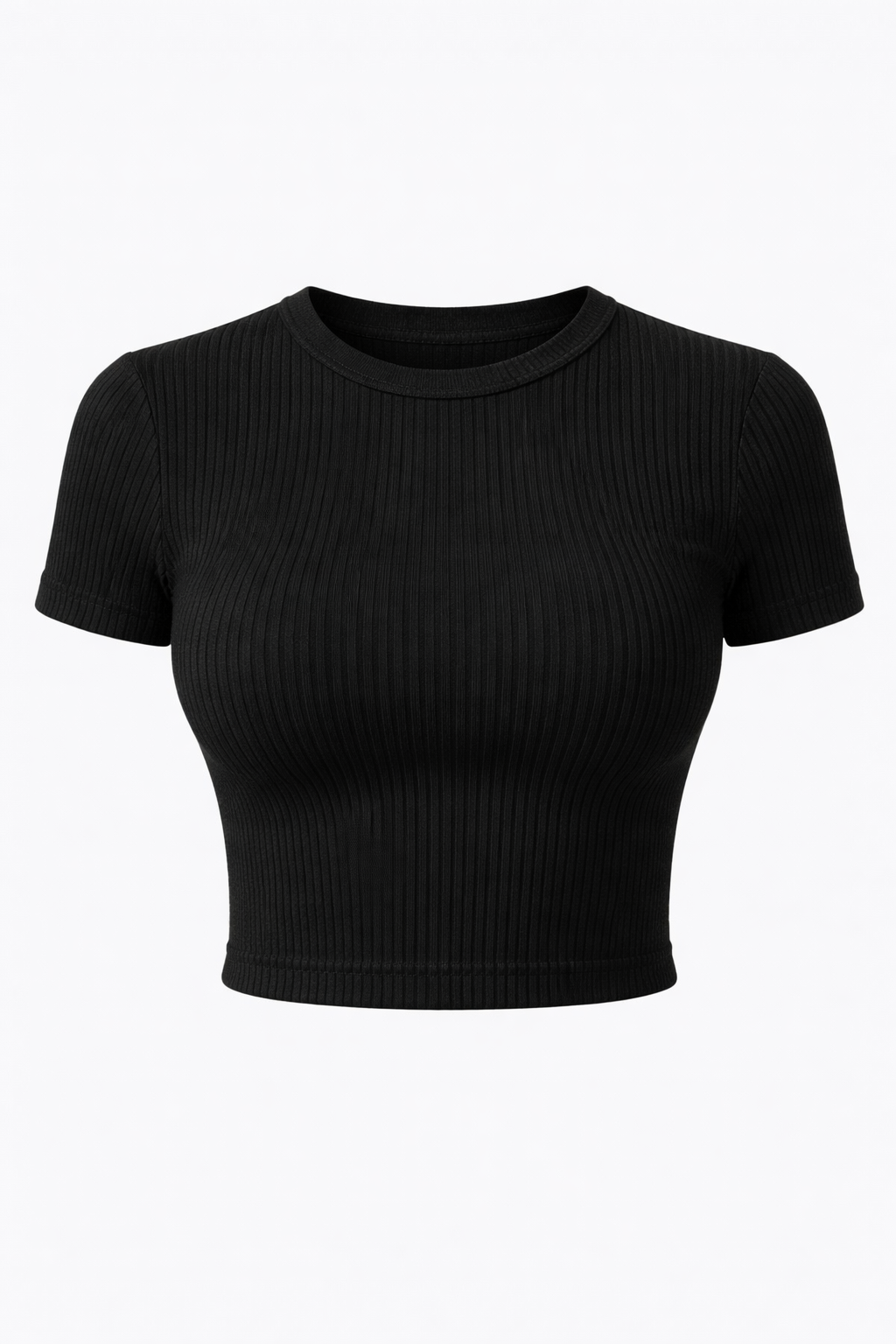 Black Ribbed Basic Top