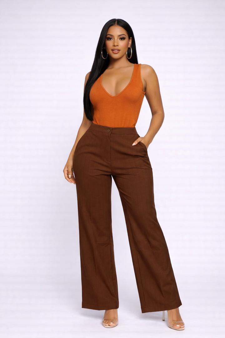 Brown Two-Piece Trouser Set