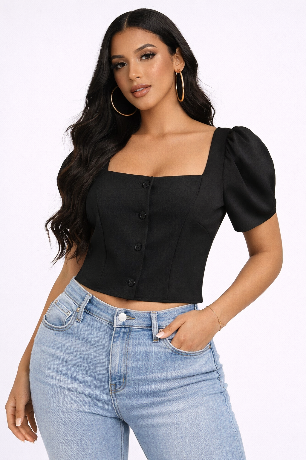 Black Cropped Blouse