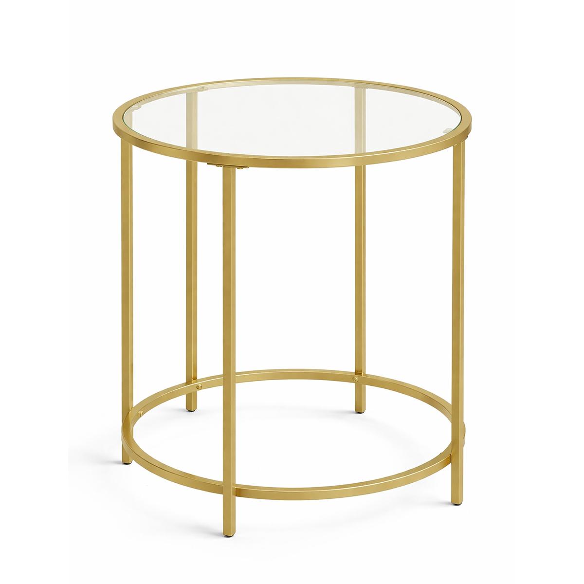 LASA Round Side Table - Glass Top Metal Frame Coffee Table - Black Quality LASA Home & Office Product