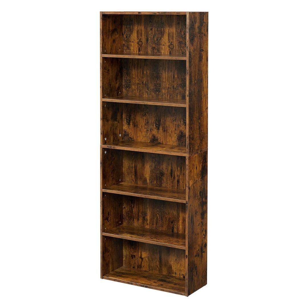 6-Level Industrial Open Bookcase - Freestanding Metal Frame Shelving Unit for Home, Office, Living Room & Bedroom Storage