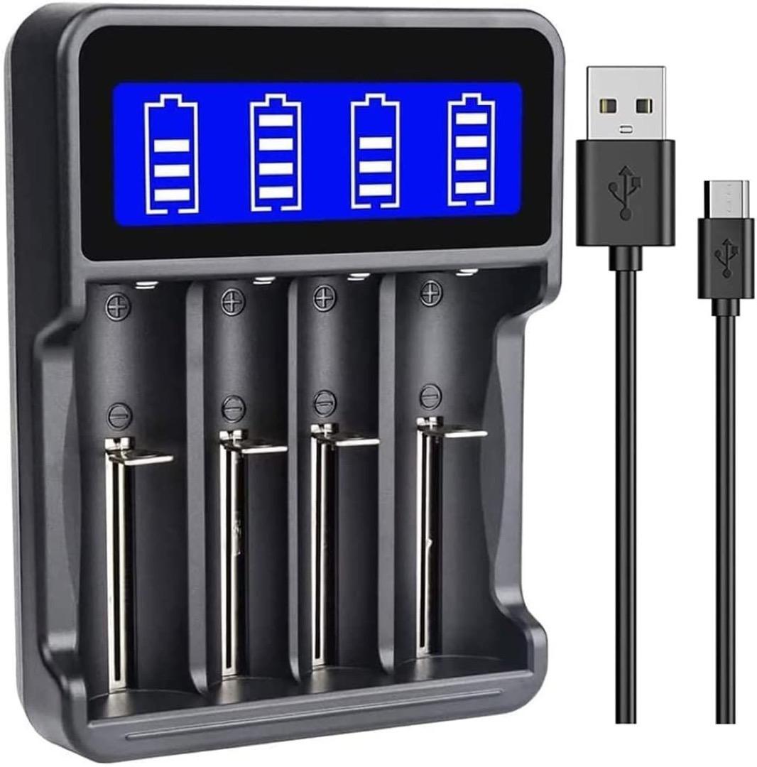 LASA 4-Bay Multi Smart Battery Charger 18650 26650 18490 AAA AA – LCD Display Universal Battery Charger Unit