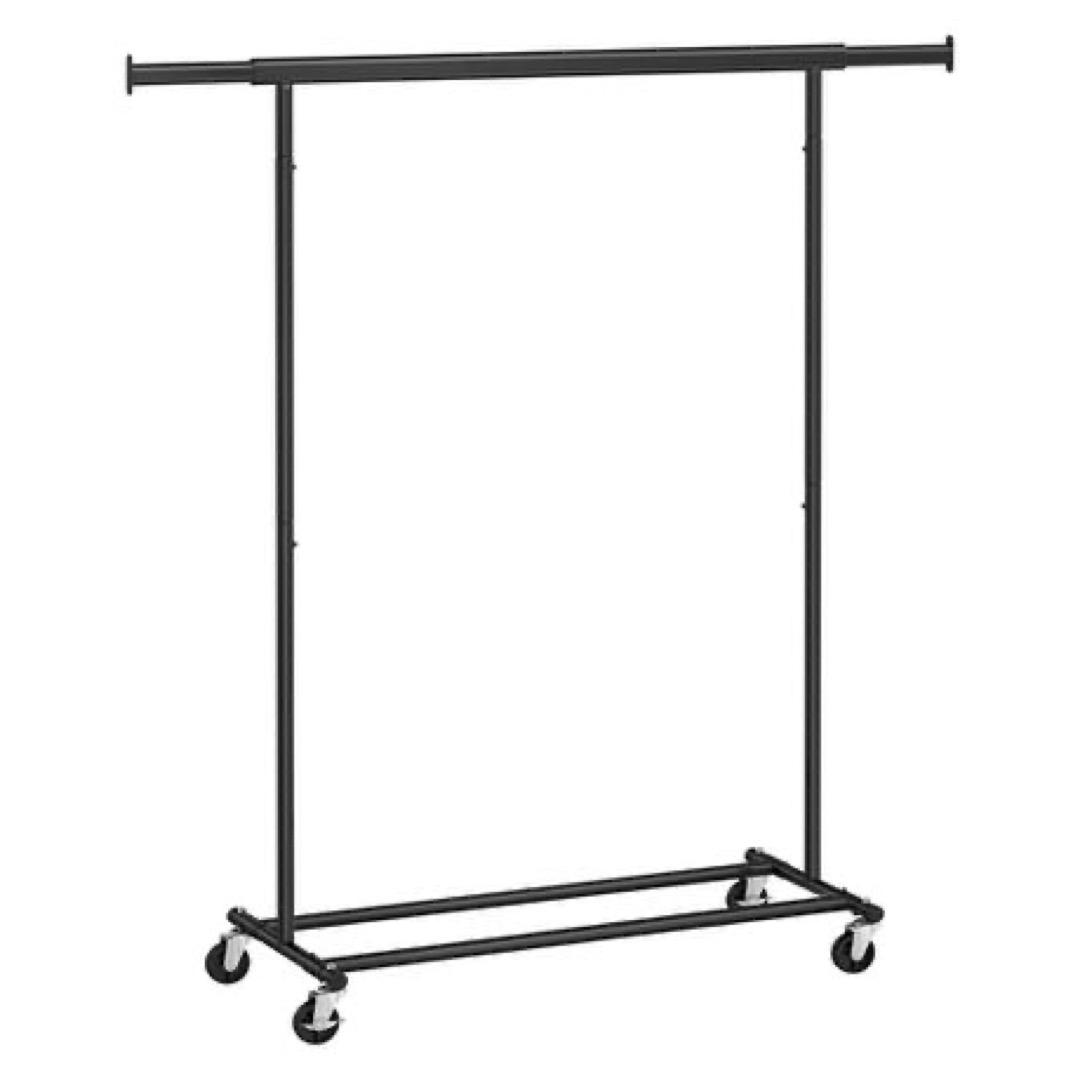 LASA Heavy-Duty Extendable Rolling Clothes Rack with Wheels – Black