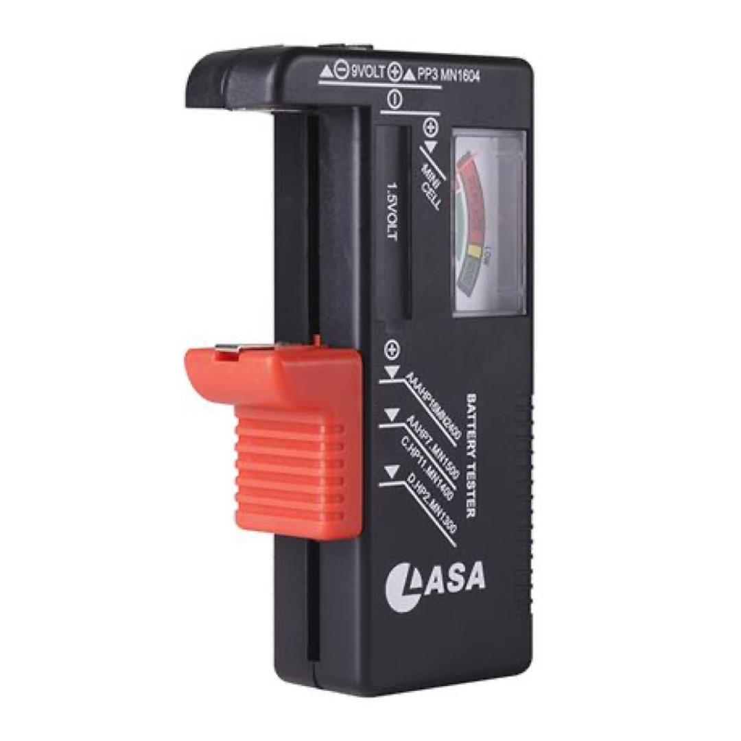 LASA Universal Battery Checker – Tests AA, AAA, C, D & 9V Batteries with LCD Display, Compact & Portable for Home & Office Use