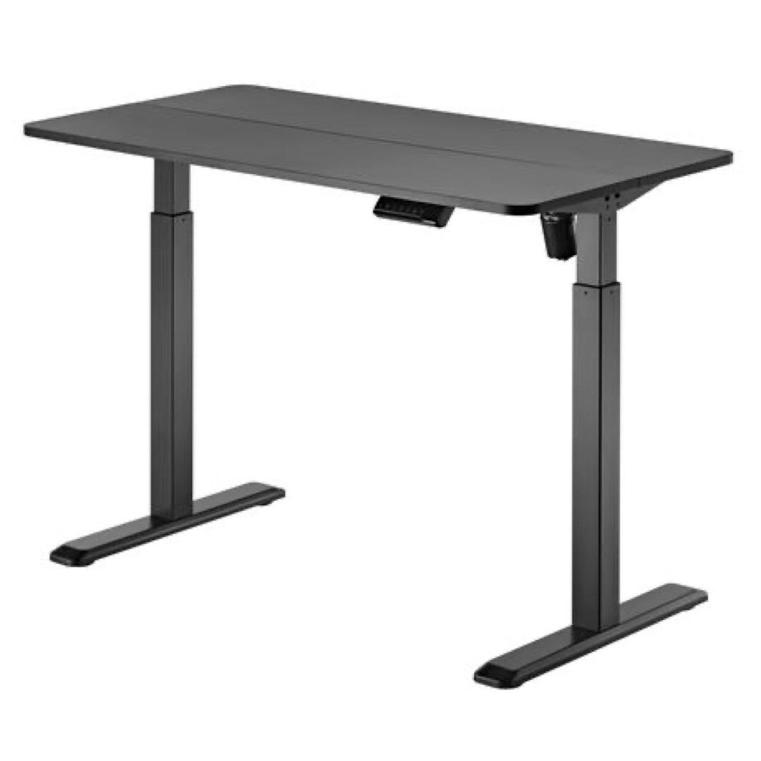 LAZAVA Electric Height Adjustable Sit-Stand Desk 129x38cm Black Wood & Steel – Wood and Stainless Steel for Home Office, Study, Co