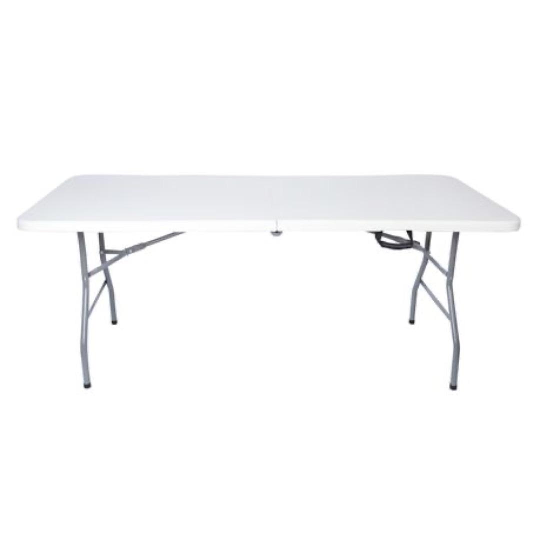 LASA 180cm Folding Table - White Plastic, Indoor/Outdoor Use, Portable, 150KG Capacity
