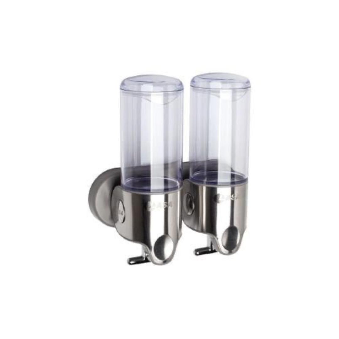 LASA Stainless Steel Double Wall-Mount Soap Dispenser 500ml – Rust-Proof, Refillable, Pump Bottle for Kitchen & Bathroom