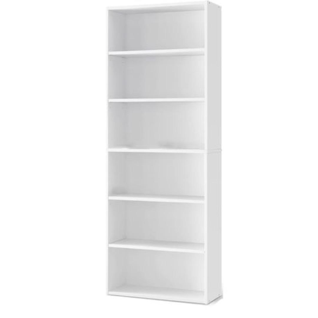 LAZAVA 6-Shelf Bookcase - White Wooden Storage, 31.7x23.8x9.2cm, Easy Assembly for Living Room, Office, Bedroom, Hallway