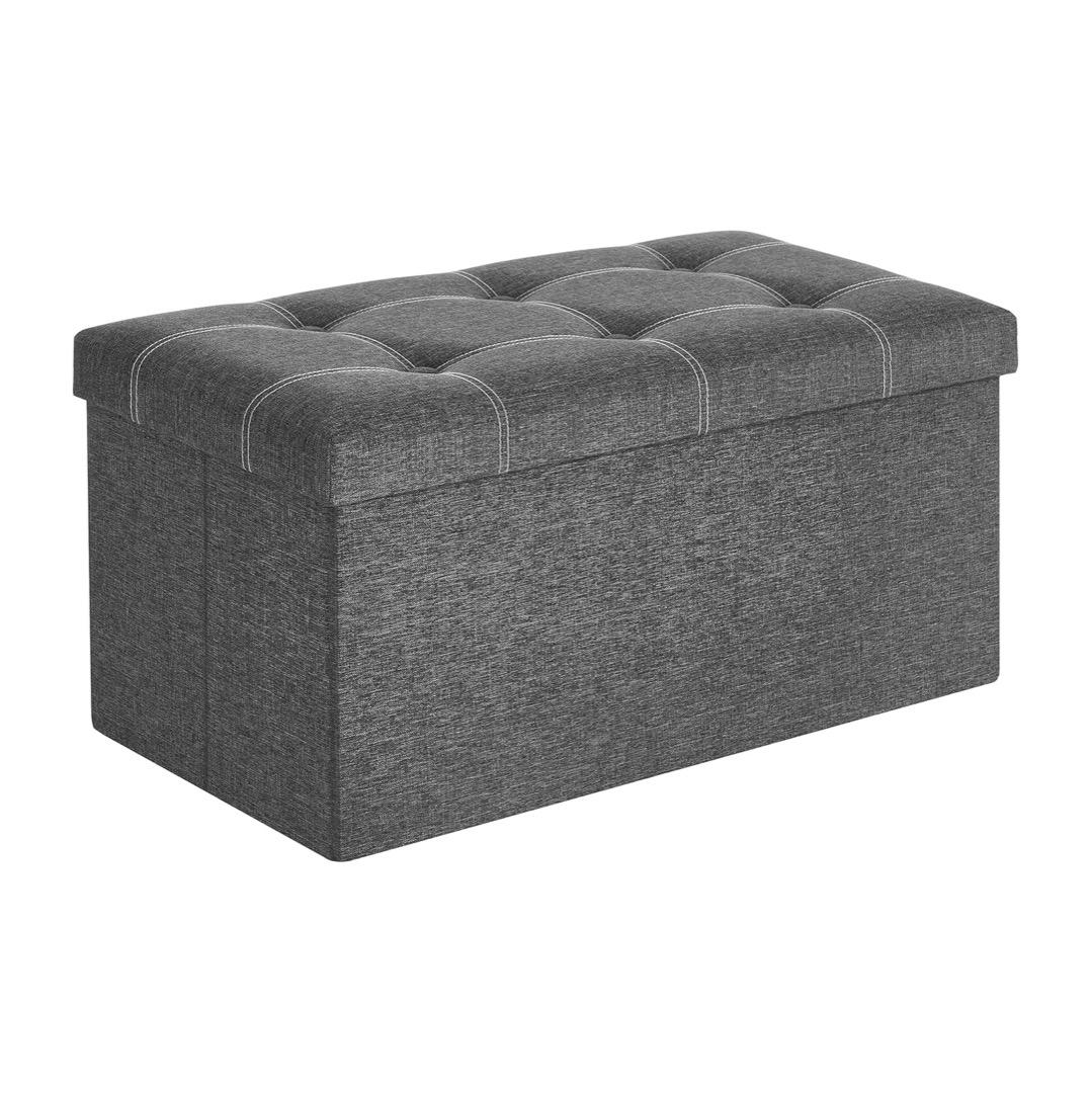 Foldable Storage Ottoman Bench 80L Padded Seat