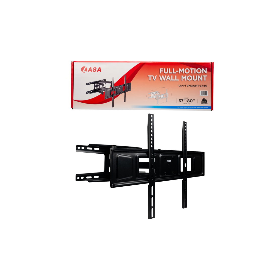 LASA Dual Arm Wall Mount for 37-80 Inch TVs - Steel, Black, 40kg Capacity