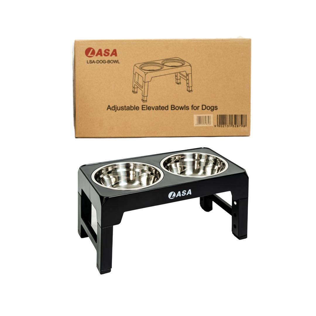LASA Adjustable Elevated Dog Bowls Set – Raised Anti-Spill Stainless Steel Feeding Station for Small, Medium & Large Dogs
