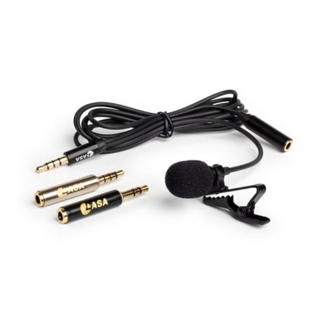 LASA LSA-MIC-2M Lavalier Microphone - Omnidirectional, 3.5mm, 2m Cable, Black