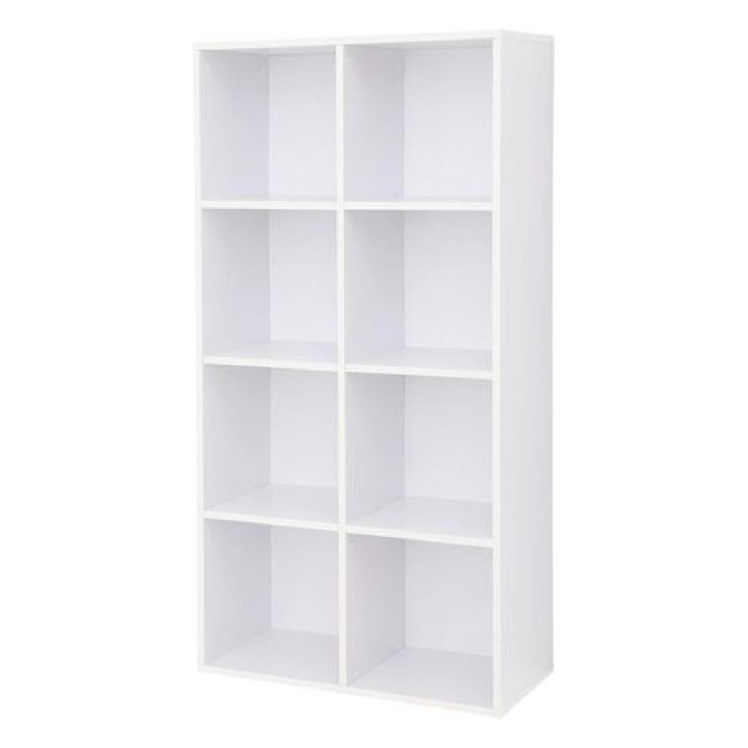 8-Shelf Wooden Bookcase - White, Compact 66.4x30x131cm, Dual Orientation, Easy Assembly