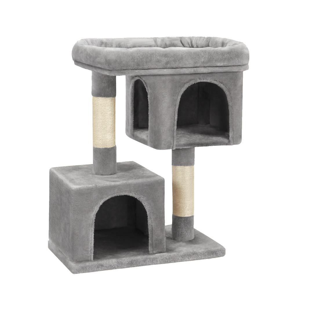 LASA Cat Tree Playhouse with Platforms, Caves & Scratching Posts - Grey