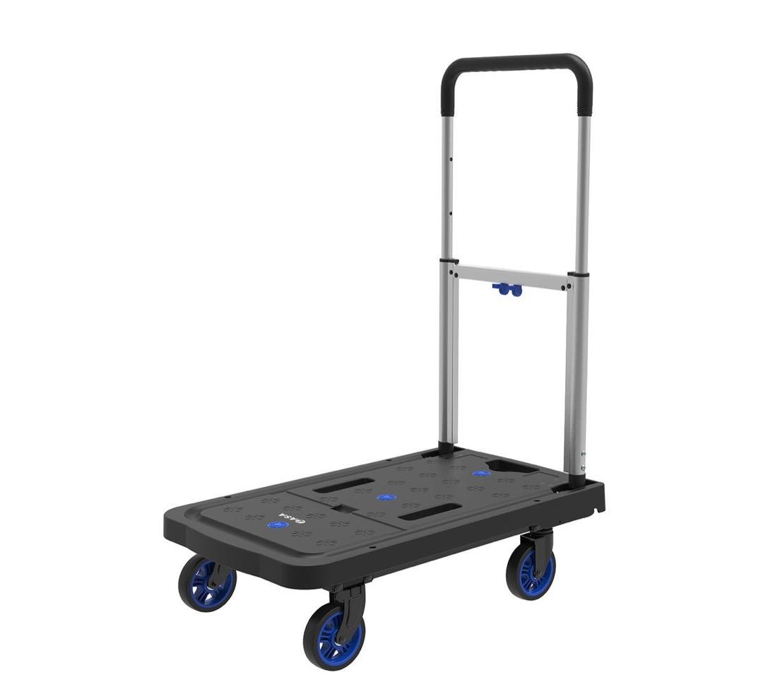 LASA Heavy-Duty Platform Trolley - 136kg Max Load, 70cm x 42.4cm, Plastic & Steel, Blue & Black