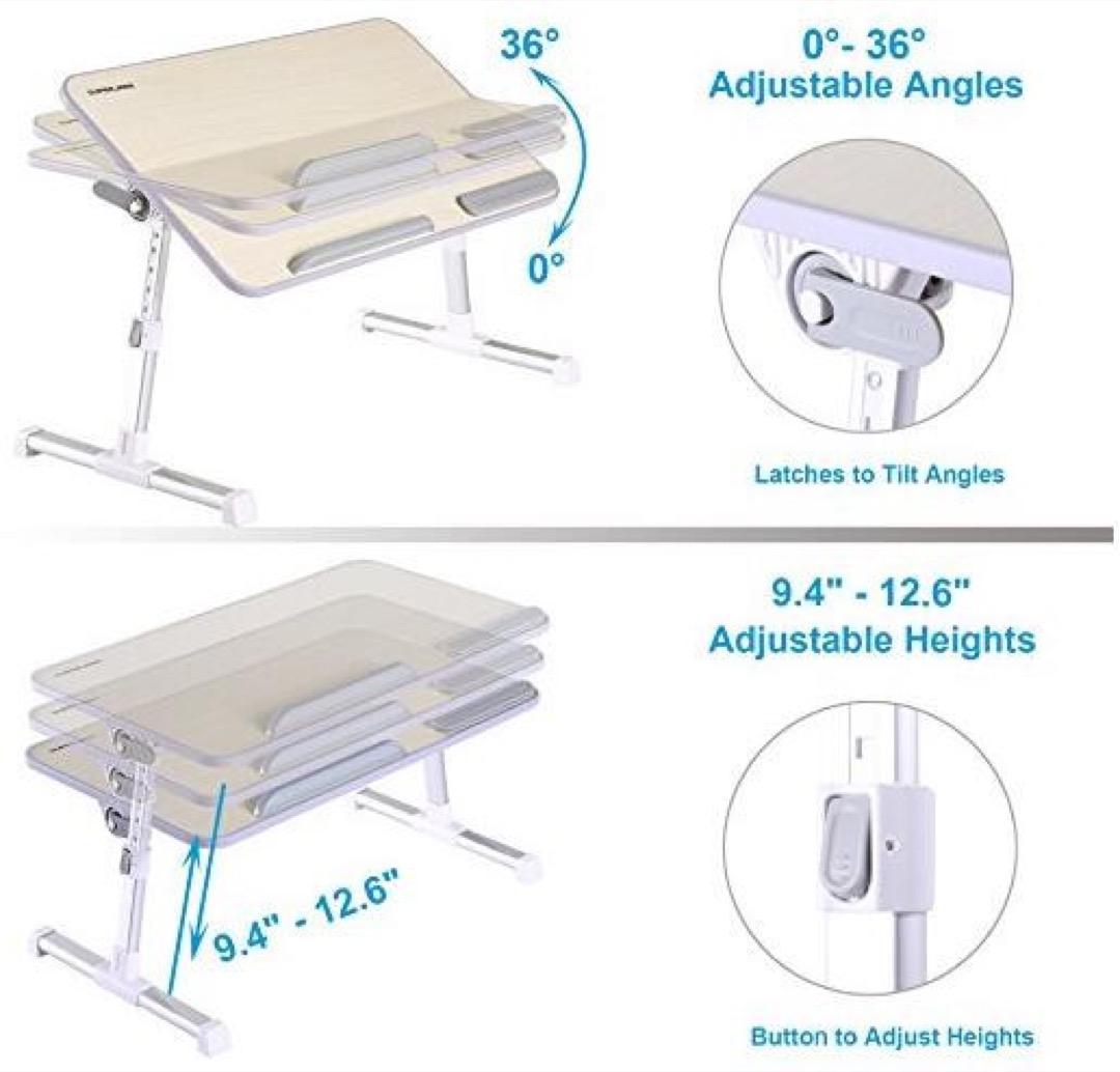 Height-Adjustable Folding Laptop Table for Bed and Sofa