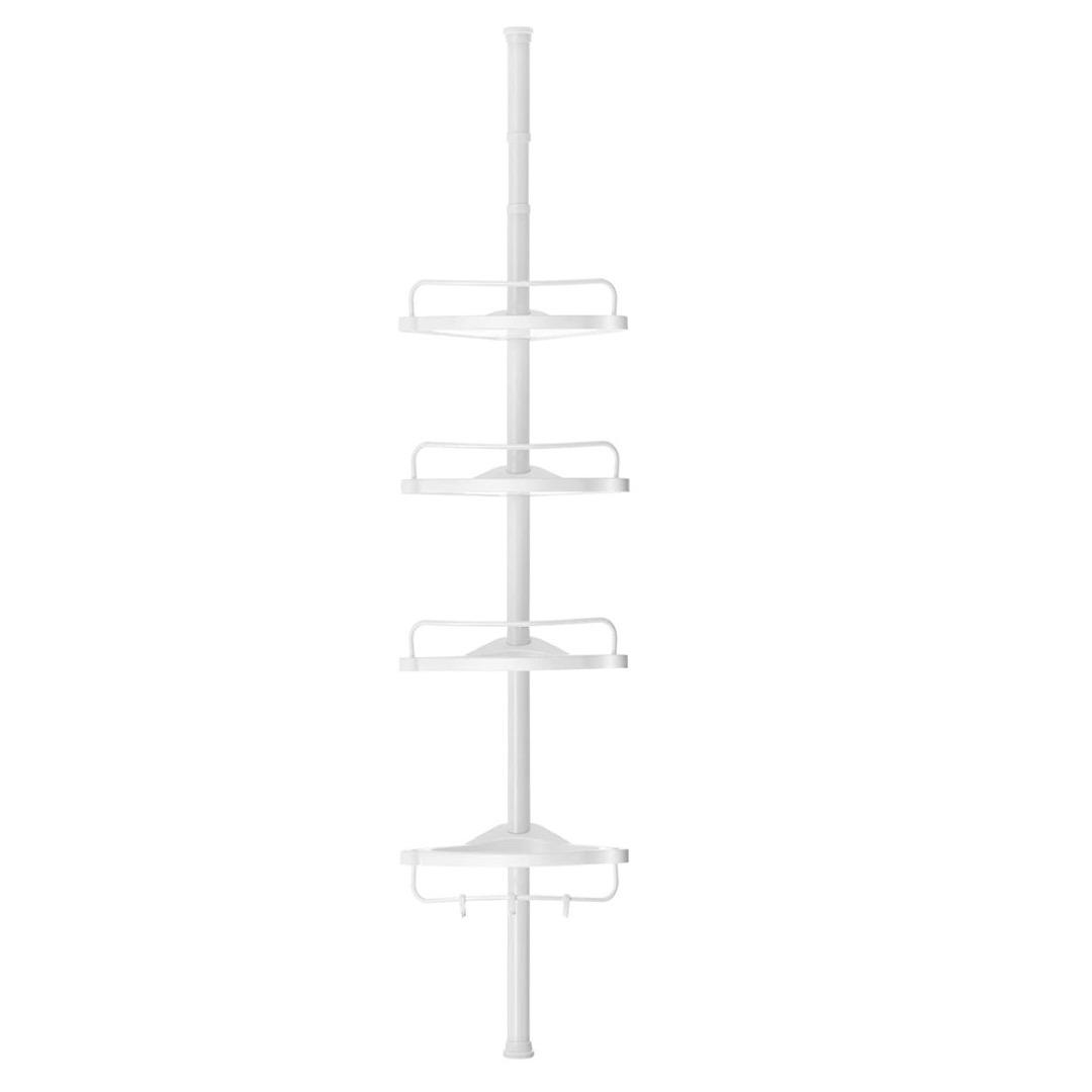 Adjustable Floor-to-Ceiling Bathroom Corner Shelf Shower Caddy - No-Drill Pressure Pole Organiser for Shampoo & Toiletries