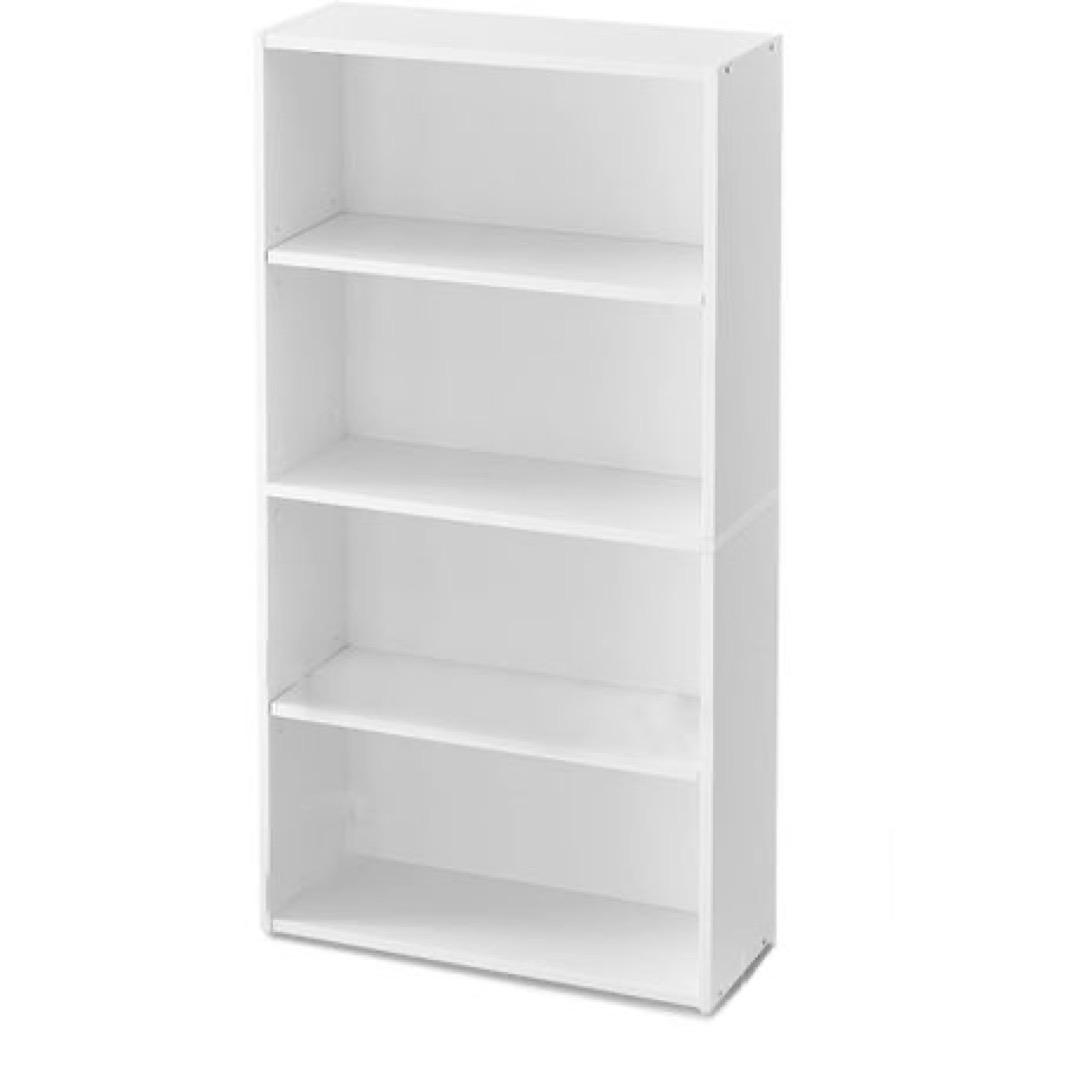 LAZAVA 4-Tier White Wooden Bookcase - Compact Storage Organizer for Living Room, Office, Bedroom, Hallway