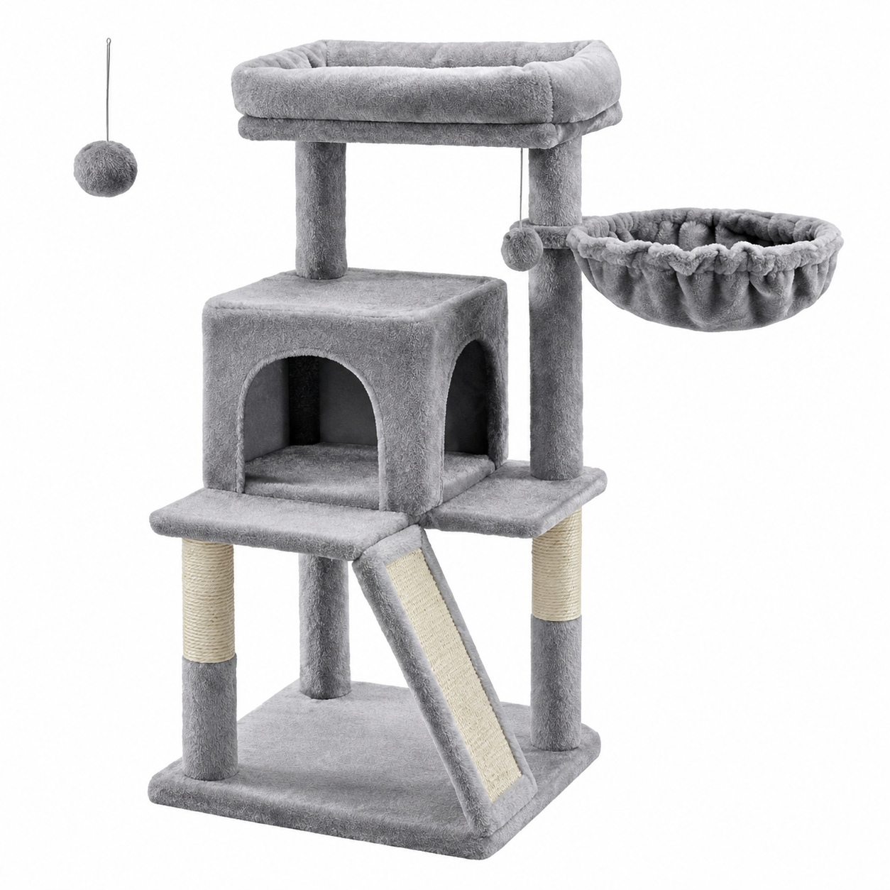 LASA Cat Tree Condo Grey Large Platform and Scratching Posts