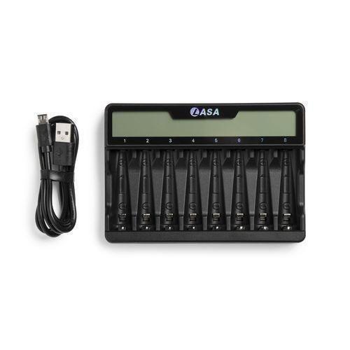8-Bay AA/AAA Battery Charger - USB Type-C, LCD Display, 1.48V