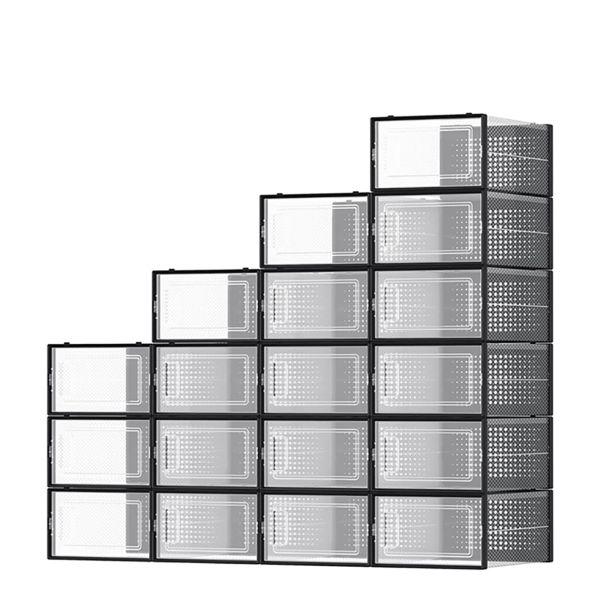 Storage Box Set - 18 Stackable Foldable Units, Black Edge