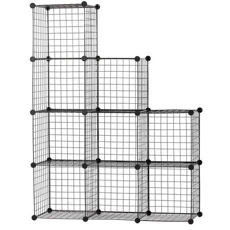 9-Cube Wire Metal Grid Bookcase Shelf Storage Cabinet